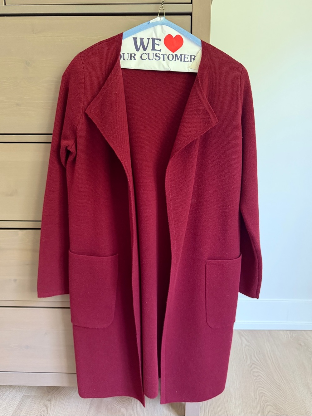 J. Crew Open-Front Longline Women's Sweater Cardigan - Deep Red